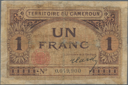 Cameroon / Kamerun: Territoire Du Cameroun 1 Franc ND(1922), P.5, Highly Rare Banknote, Almost Well - Cameroon