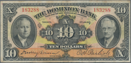 Canada: The Dominion Bank 10 Dollars 1935, P.S1034, Still Nice With A Few Folds And Lightly Toned Pa - Kanada