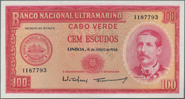 Cape Verde / Kap Verde: Banco Nacional Ultramarino Small Lot With 20 And 50 Escudos 1972 And 100 Esc - Kaapverdische Eilanden