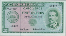 Cape Verde / Kap Verde: Banco Nacional Ultramarino 20 Escudos 1972, P.52, Soft Diagonal Bend At Cent - Kaapverdische Eilanden