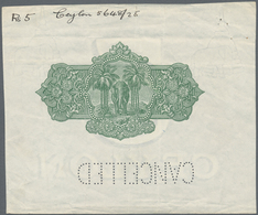 Ceylon: Vignette Proof For The Back Side Of 5 And 10 Rupees P. 22p And 24p On Watermarked Paper With - Sri Lanka