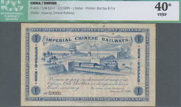 China: Imperial Chinese Railways 1 Dollar 1899, P.A59, Stonger Vertical Fold And Rusty Spots, ICG Gr - Cina