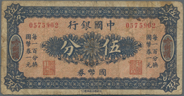 China: Bank Of China HARBIN Branch 5 Fen ND(1918), P.46, Very Rare And Seldom Offered With A Few Sma - Chine