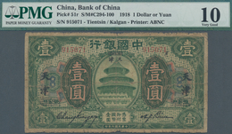 China: Bank Of China – TIENTSIN / KALGAN 1 Yuan 1918, P.51r, Almost Well Worn Condition And PMG Grad - Chine