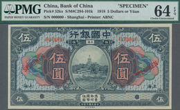 China: Bank Of China – SHANGHAI 5 Yuan 1918 SPECIMEN, P.52ks, Almost Perfect Condition And PMG Grade - China