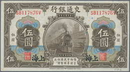 China: Bank Of Communications, Set With 3 Banknotes Series 1914 With 5 Yuan SHANGHAI P.117n (aUNC), - Chine