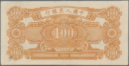 China: Peoples Bank Of China 100 Yuan 1948, P.808, Excellent Condition With A Stronger Vertical Fold - Cina
