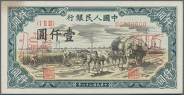 China: Peoples Bank Of China 1000 Yuan 1949 Front And Reverse SPECIMEN, P.849s With Specimen Number - China