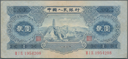 China: Peoples Bank Of China 2 Yuan 1953, P.867, Stronger Vertical Fold At Center, Some Other Crease - Cina