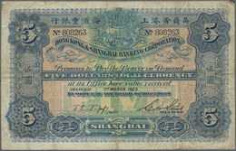China: Hong Kong & Shanghai Banking Corporation, SHANGHAI Branch, 5 Dollars 1923, P.S353, Highly Rar - Chine