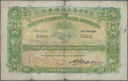 China: Hong Kong & Shanghai Banking Corporation, SHANGHAI Branch, 10 Dollars 1920, P.S357A, Still Gr - Chine