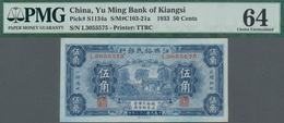 China: Yu Ming Bank Of Kiangsi 50 Cents 1933, P.S1134a, PMG Graded 64 Choice Uncirculated. Rare! - China