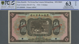 China: Kwang Sing Company / Heilungchiang 5 Dollars 1924 SPECIMEN, P.S1602s, Perfect Condition And P - Chine