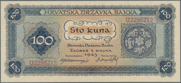 Croatia / Kroatien: Pair With 20 Kuna 1944 Single Letter Prefix P.9a (F-) And 100 Kuna 1943 P.11 (aU - Croatia