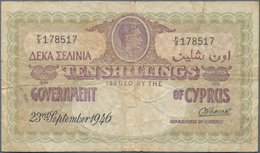 Cyprus / Zypern: Very Interesting Pair With 10 Shillings 1946 P.23 (F, Tiny Pinholes) And 3 Piastres - Zypern