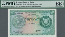 Cyprus / Zypern: Central Bank Of Cyprus, Set With 4 Banknotes Comprising 500 Mils 1979 P.42c PMG 66 - Zypern