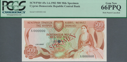 Cyprus / Zypern: Central Bank Of Cyprus 500 Mils June 1st 1982 SPECIMEN, P.45s With Red Overprint "S - Chypre