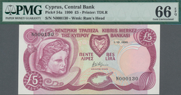 Cyprus / Zypern: Central Bank Of Cyprus Set With 3 Banknotes 5 Pounds 1990, P.54a With Consecutive S - Zypern
