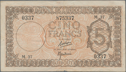Djibouti / Dschibuti: Banque De L'Indochine 5 Francs ND(1945), P.14, Still Strong Paper With A Few M - Djibouti