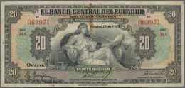 Ecuador: Banco Central Del Ecuador 20 Sucres 1939 Of The "Capital Autorizado 20.000.000 Sucres" Issu - Ecuador