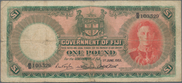 Fiji: 1 Pound June 1st 1951, P.40f, Small Border Tears And Tiny Holes At Center. Condition: F/F- - Figi