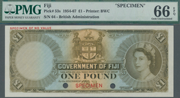 Fiji: Government Of Fiji 1 Pound 1954-67 SPECIMEN, P.53s, Red Overprint "Specimen" And "Specimen Of - Fidschi