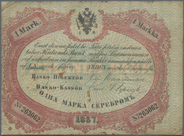 Finland / Finnland: Finlands Bank 1 Markkaa 1867 With Upper Signature: V. Von Haartman, P.A39Ab, Cut - Finnland