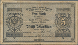 Finland / Finnland: 5 Markkaa 1878, P.A43, Still Great Original Shape With A Few Folds And Lightly T - Finnland
