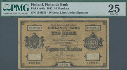 Finland / Finnland: Finlands Bank 10 Markkaa 1882 Without Lines Under Signature, P.A46b, Tiny Margin - Finnland