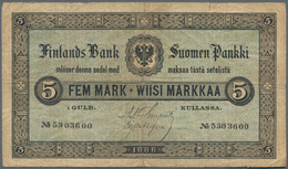 Finland / Finnland: Finlands Bank 5 Markkaa 1886, P.A50, Lightly Toned Paper With Small Border Tears - Finnland