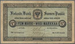 Finland / Finnland: Finlands Bank 5 Markkaa 1886, P.A50, Lightly Toned Paper With Small Border Tears - Finlandia