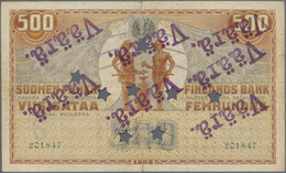 Finland / Finnland: 500 Markkaa 1909, P.23 With Star Hole Cancellation And Several Stamps "VÄÄRÄ" (c - Finlande