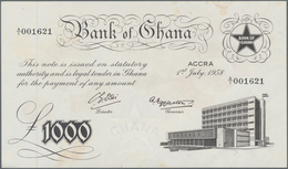 Ghana: Bank Of Ghana 1000 Pounds 1958, P.4, Unfolded With A Few Minor Creases And Tiny Spots. Condit - Ghana