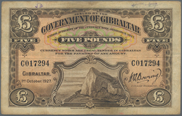 Gibraltar: Highly Rare Set With 12 Banknotes 5 Pounds 1927, P.13, First Issue Of This Note Printed B - Gibilterra