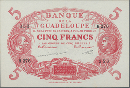 Guadeloupe: Banque De La Guadeloupe Consecutive Pair Of 5 Francs With Serial Numbers H.276 353 And H - Autres - Amérique