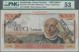 Guadeloupe: Caisse Centrale De La France D'Outre-Mer 5000 Francs ND(1952) SPECIMEN, P.38s, Tiny Dint - Altri – America