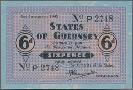 Guernsey: Treasurer Of The States Of Guernsey 6 Pence 1942, P.24, Great Original Shape With A Few Fo - Andere & Zonder Classificatie