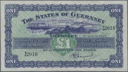 Guernsey: Treasurer Of The States Of Guernsey 1 Pound 1945, P.43a, Very Nice Condition With Bright C - Andere & Zonder Classificatie