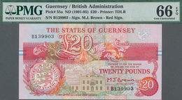 Guernsey: The States Of Guernsey 20 Pounds ND(1991-95) With Red Signature M.J. Brown, P.55a, Great P - Altri & Non Classificati