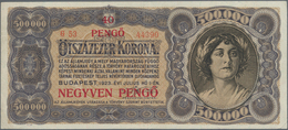 Hungary / Ungarn: Ministry Of Finance 40 Pengö Overprint On 500.000 Korona ND(1925), P.87b, Second H - Ungarn