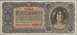 Hungary / Ungarn: Ministry Of Finance 40 Pengö Overprint On 500.000 Korona ND(1925), P.87b, Second H - Ungheria