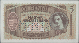 Hungary / Ungarn: Magyar Nemzeti Bank 5 Pengö 1938 SPECIMEN, P.104s With Perforation "Minta" And Red - Hungary