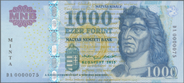 Hungary / Ungarn: 1000 Forint 2015 SPECIMEN, P.197es With Overprint "Minta" And Regular Low Serial N - Hongarije