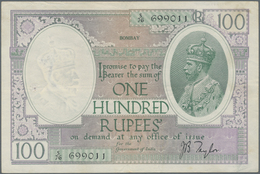 India / Indien: 100 Rupees 1930 P. 10b Issued In BOMBAY, Used With Light Vertical And Horizontal Fol - Inde