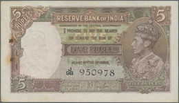 India / Indien: Set Of 2 Notes Of 5 Rupees ND Portrait KGIV P. 18a,b In Condition: XF+ To AUNC With - India