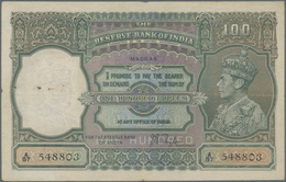 India / Indien: 100 Rupees ND(1937) Portrait KGIV P. 20n, MADRAS Issue, Used With Folds And Pinholes - Indien