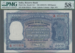 India / Indien: 100 Rupees ND(1949-57), P.43a In UNC With Staple Holes As Usually, PMG Graded 58 Cho - Inde