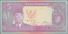 Indonesia / Indonesien: Bank Indonesia 5 Rupiah 1960 (1963) With Provisional Overprint "Riau", P.R8, - Indonesia