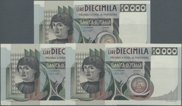 Italy / Italien: Set With 3 Consecutive Numbered 10.000 Lire 1976, P.106a With Serial Numbers FA2485 - Other & Unclassified