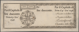 Italy / Italien: Kingdom Of Sardinia - Regie Finanze Torino Pair With 100 And 200 Lire Unsigned Rema - Other & Unclassified